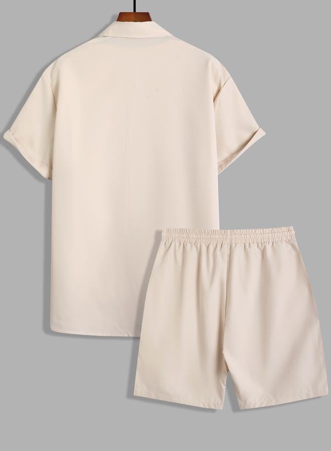 Take Two Men Graphic Printed Pocket Detail Shirt and Shorts Co-Ords - Image 2